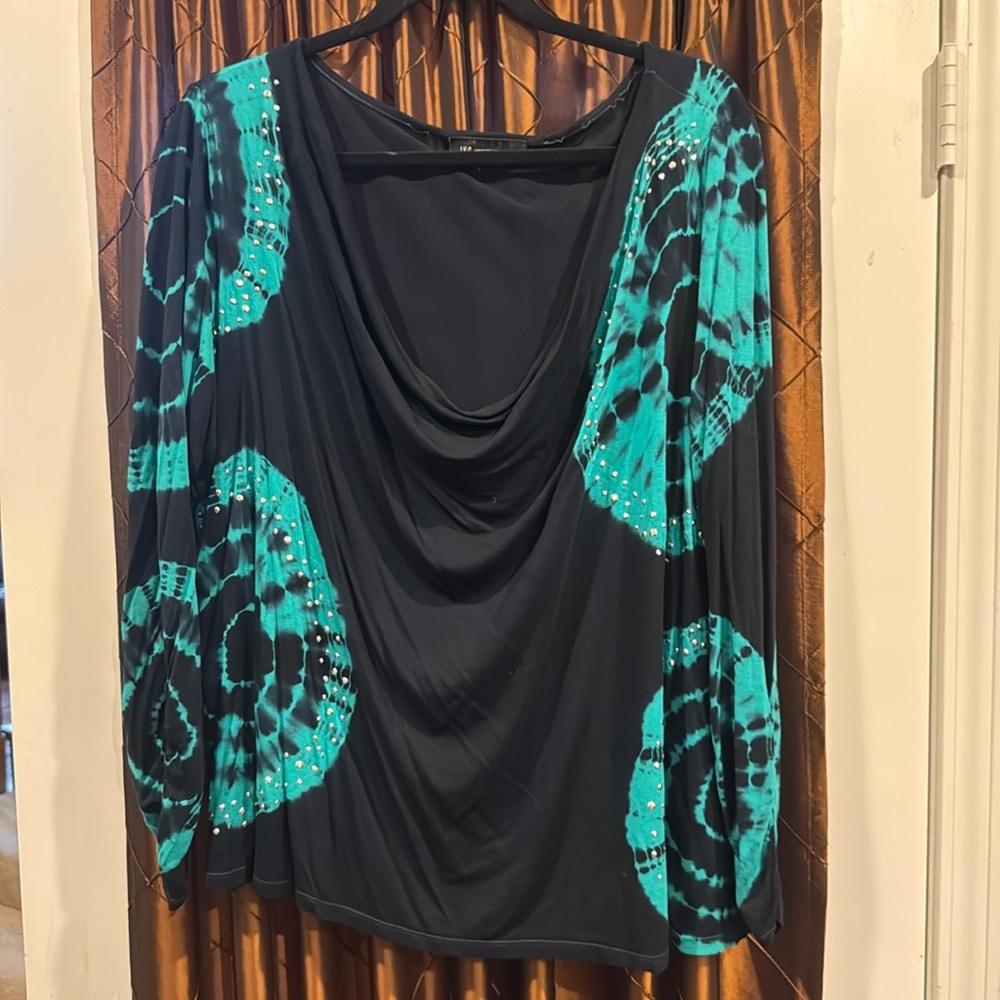 INC Drape Neck Tie Dye top Size 1X